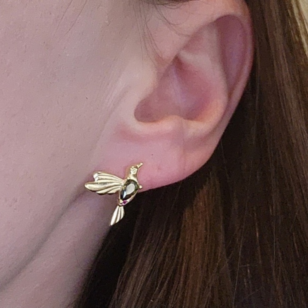 18k Gold Plated Sterling Silver Humming Bird Earrings